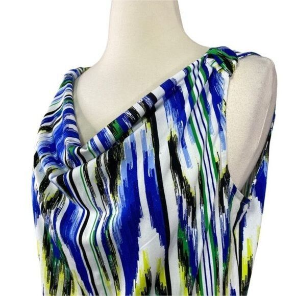 Ellen Tracy Tank Blouse Size Medium Blue Yellow - Picture 5 of 7